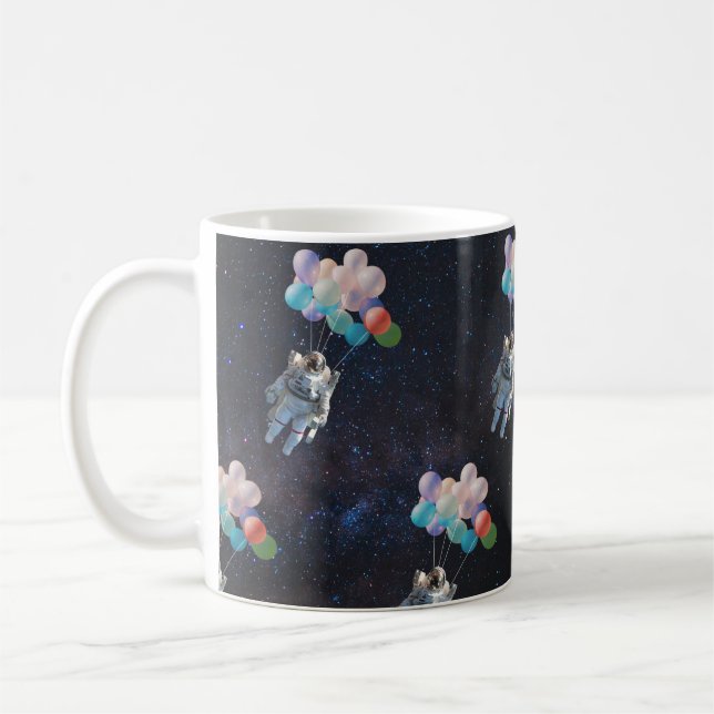 Astronaut Stars & Space Colourful Balloons Coffee Mug (Left)