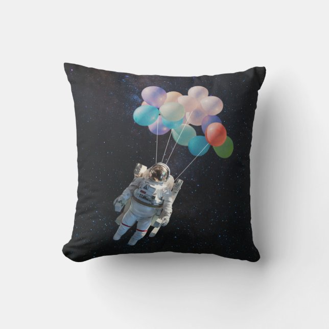Astronaut Stars & Space Colourful Balloons Cushion (Front)