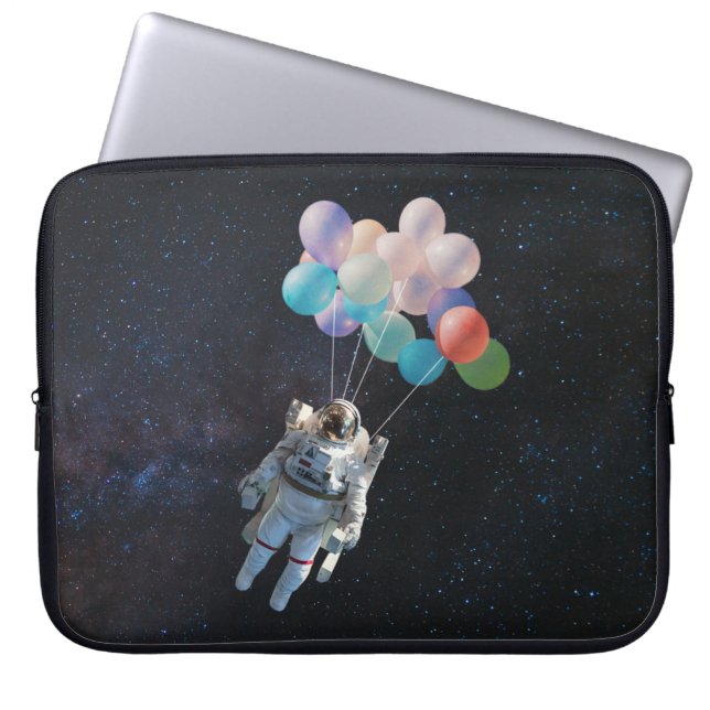 Astronaut Stars & Space Colourful Balloons Laptop Sleeve (Front)