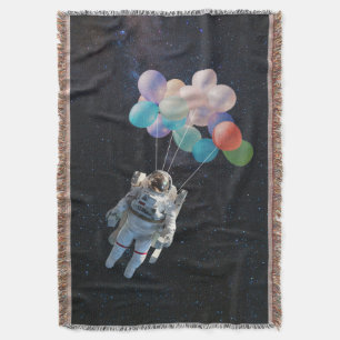 Astronaut Stars & Space Colourful Balloons Throw Blanket