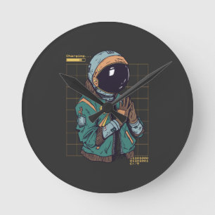 ASTRONAUT SUIT CYBER PUNK ROUND CLOCK