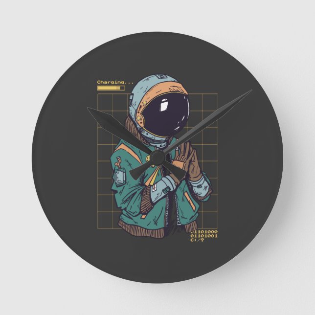 ASTRONAUT SUIT CYBER PUNK ROUND CLOCK (Front)