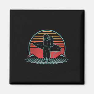 Astronaut Surfer Beach Sunset Retro Vintage Spacem Magnet