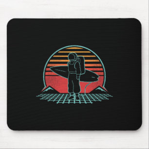 Astronaut Surfer Beach Sunset Retro Vintage Spacem Mouse Pad