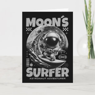 Astronaut Surfer Design, Moon Surfing Space Cosmic Card