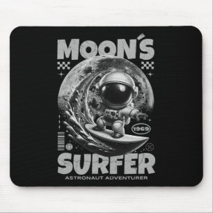 Astronaut Surfer Design, Moon Surfing Space Cosmic Mouse Pad
