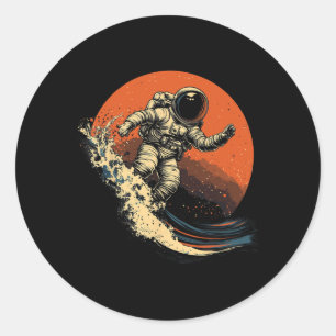 Astronaut Surfing Cosmic Ocean Wave Space Rider _2 Classic Round Sticker