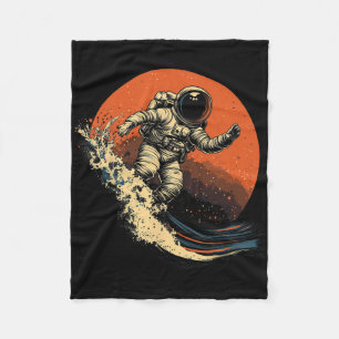 Astronaut Surfing Cosmic Ocean Wave Space Rider _2 Fleece Blanket