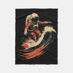 Astronaut Surfing Cosmic Ocean Wave Space Rider _3 Fleece Blanket