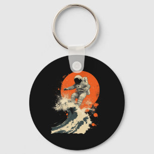 Astronaut Surfing Cosmic Ocean Wave Space Rider  Key Ring
