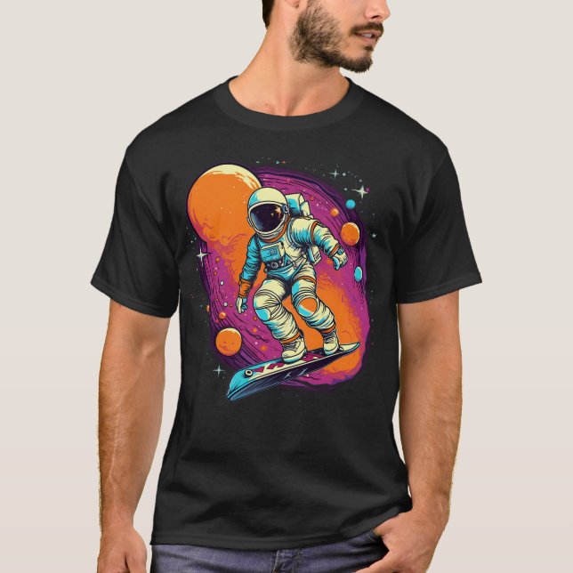 Astronaut Surfing In Space T-Shirt (Front)