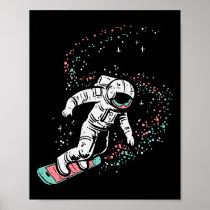 Astronaut Surfing Space Galaxy Surf Surfer Men Wom Poster