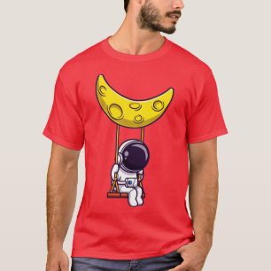 Astronaut Swing On The Moon Cartoon T-Shirt