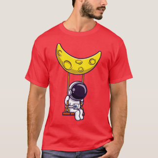 Astronaut Swing On The Moon Cartoon T-Shirt