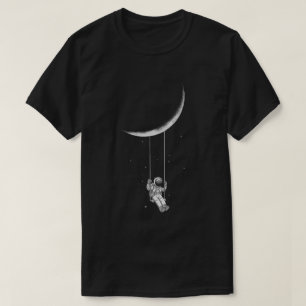 Astronaut Swinging on Moon Aesthetic Art T-Shirt