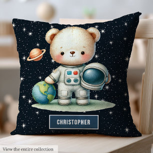 Astronaut Teddy Bear Baby Boy Pillow Personalized