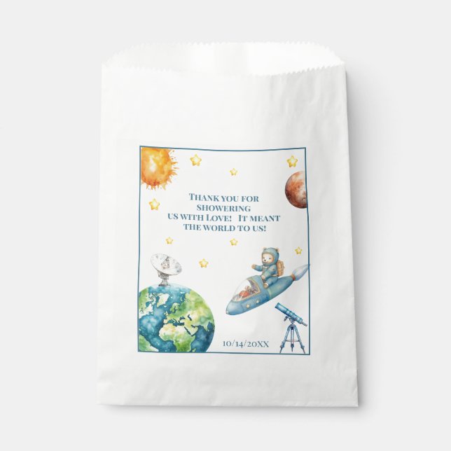 Astronaut Teddy Bear Baby Shower Favour Bag (Front)