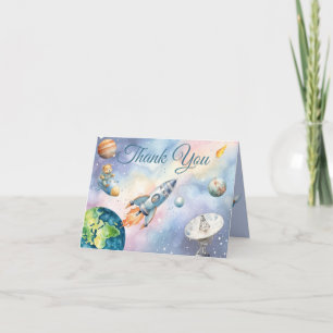 Astronaut Teddy Bear In Space Thank You Note Card