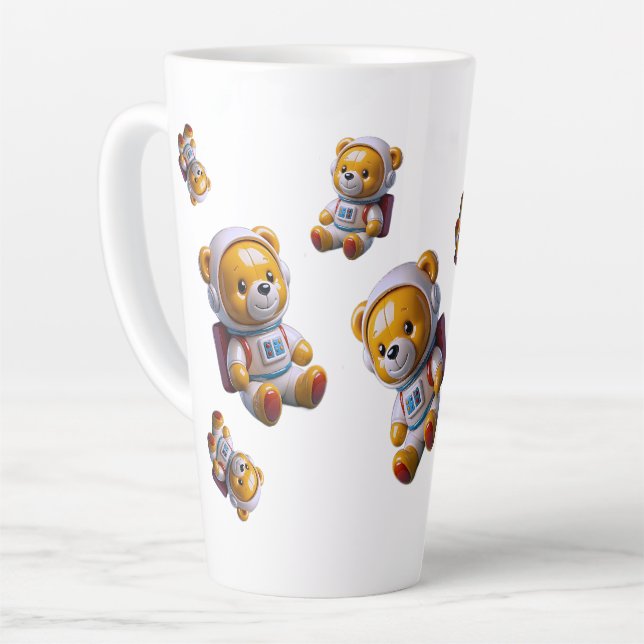 Astronaut Teddy Latte Mug (Left Angle)