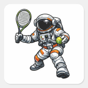 Astronaut Tennis Square Sticker