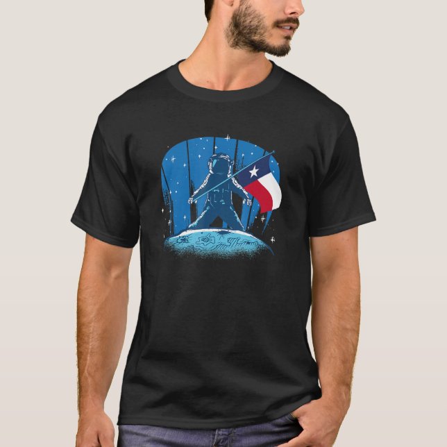 Astronaut Texan Flag Moon Landing Patriotic Texas T-Shirt (Front)