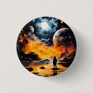 Astronaut Traveller Cosmic Horizon Journey 3 Cm Round Badge