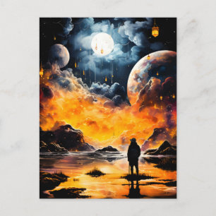Astronaut Traveller Cosmic Horizon Journey Announcement Postcard