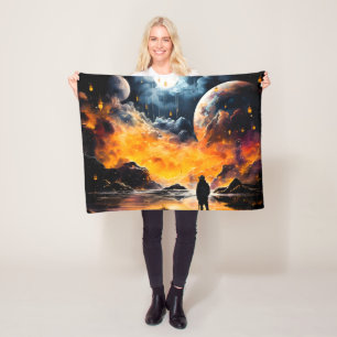 Astronaut Traveller Cosmic Horizon Journey Fleece Blanket