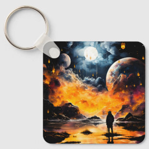 Astronaut Traveller Cosmic Horizon Journey Key Ring