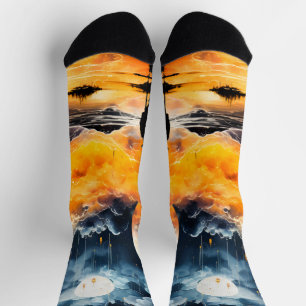 Astronaut Traveller Cosmic Horizon Journey Socks