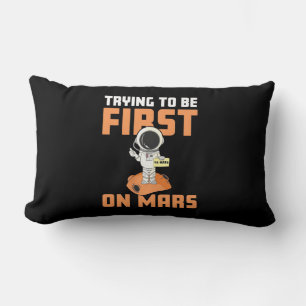 Astronaut Trying To Be First On Mars Lumbar Cushion