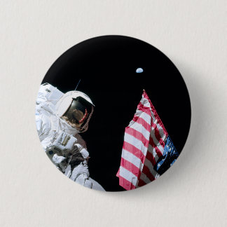 ASTRONAUT, USA FLAG & EARTH 6 CM ROUND BADGE