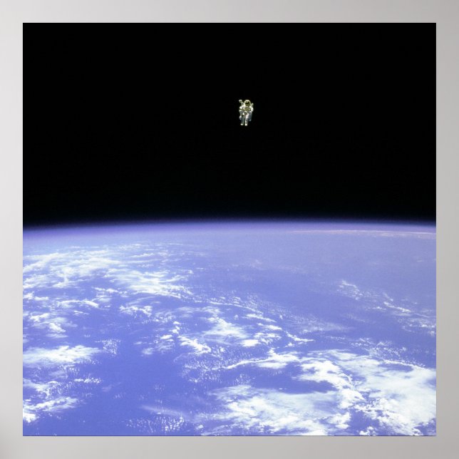 Astronaut using Manned Manuevering Unit in Space Poster (Front)