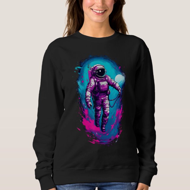 Astronaut Vaporwave Aesthetic Retro Glitch Spacema Sweatshirt (Front)