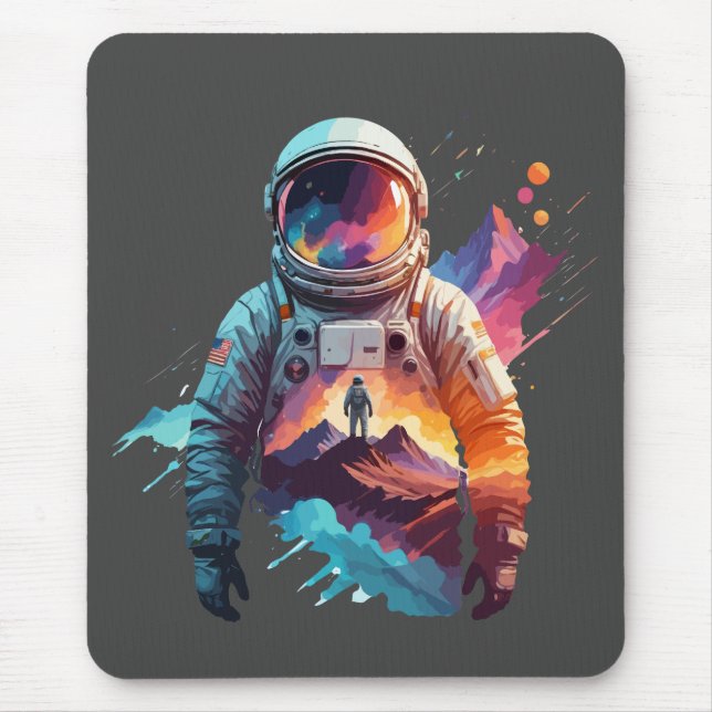 Astronaut Vector Art Space Discovery Mouse Pad (Front)