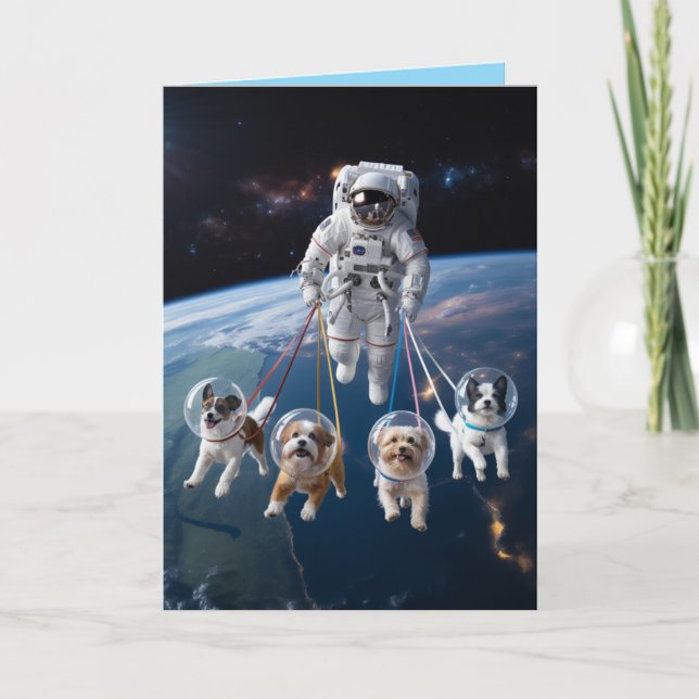 Astronaut Walkin' the Dog Card (Front)