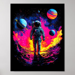 Astronaut Walking In Galaxy Outer Space Explorer S Poster