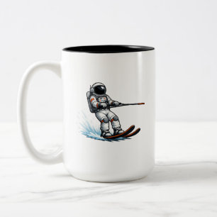 Astronaut Water Skiing Two-Tone Coffee Mug