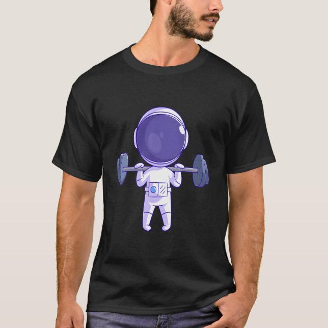 Astronaut Weightlifter Athletic Gym Funny Bodybuil T-Shirt (Front)