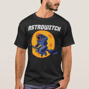 Astronaut Witch Flying Over the Moon T-Shirt