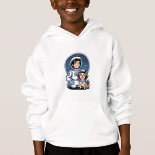 Astronaut with a pet (like a dog in a space helmet