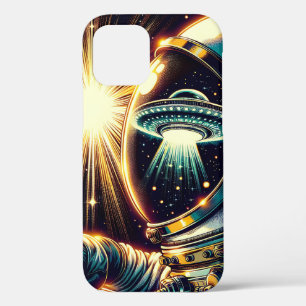 Astronaut with a Reflection of a UFO  iPhone 12 Case