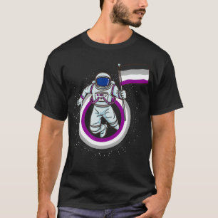Astronaut with Ace Pride Flag Aseual Gift T-Shirt