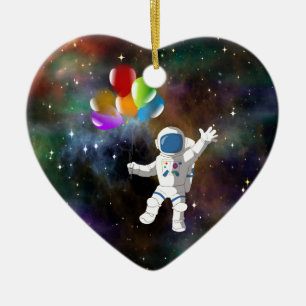 Astronaut with Balloons Ceramic Ornament