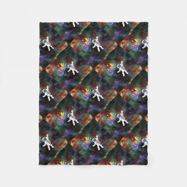 Astronaut with Balloons Fleece Blanket (Front)