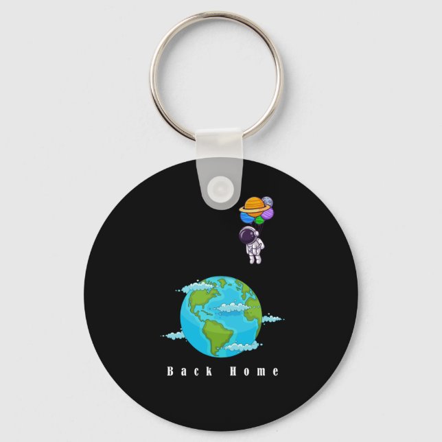  astronaut With Balloons landing earth | Key Ring (Front)