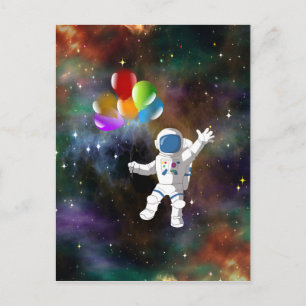 Astronaut with Balloons Postcard