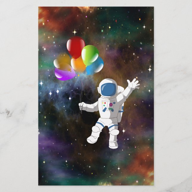 Astronaut with Balloons Stationery (Front)