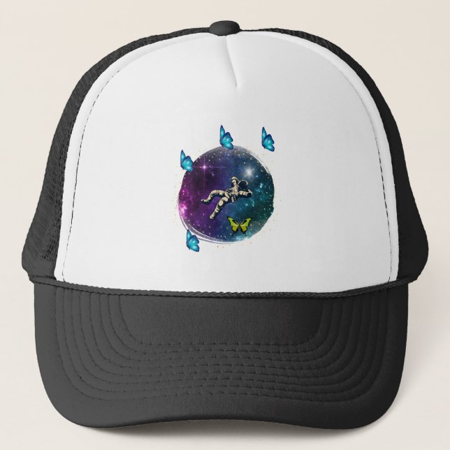astronaut with butterfly trucker hat (Front)