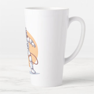 Astronaut with coffee latte mug